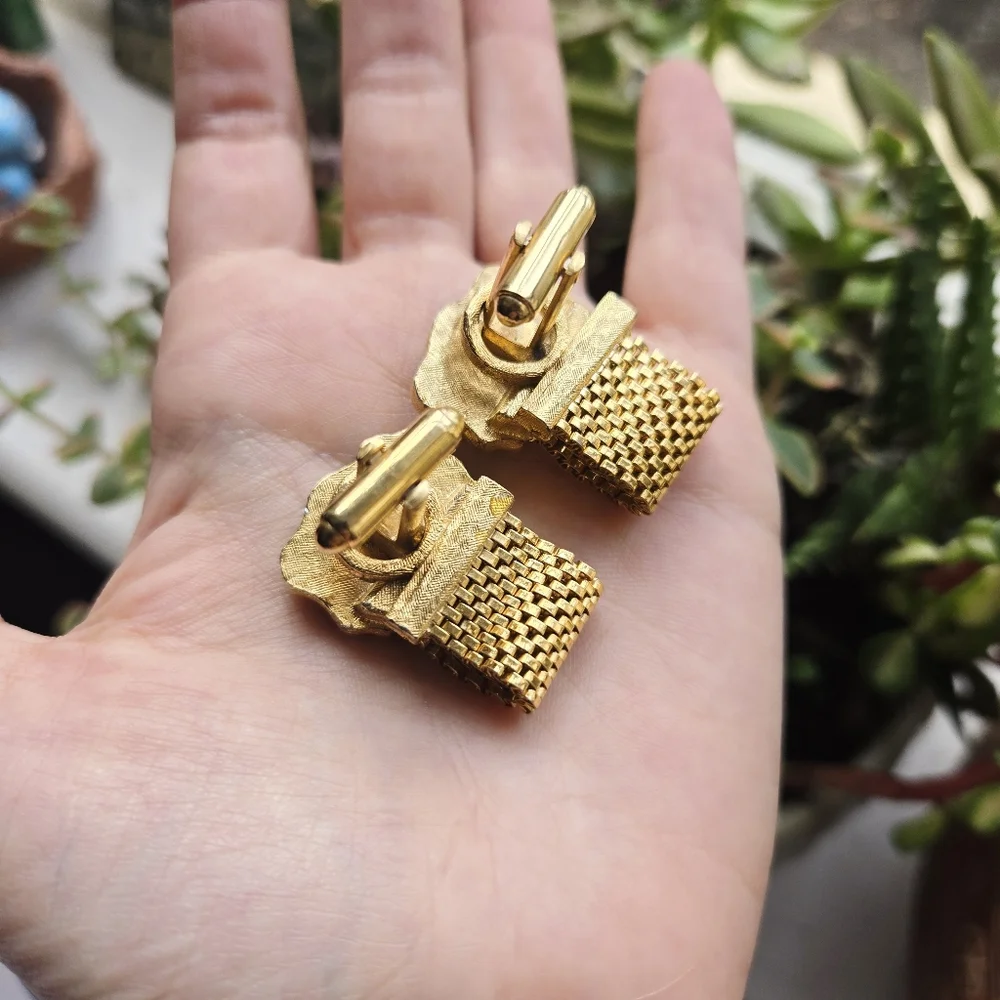 Vintage Gold Gemstone Cuff Links